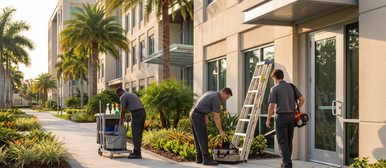 A 360 Property Plus crew working at a Florida commercial property